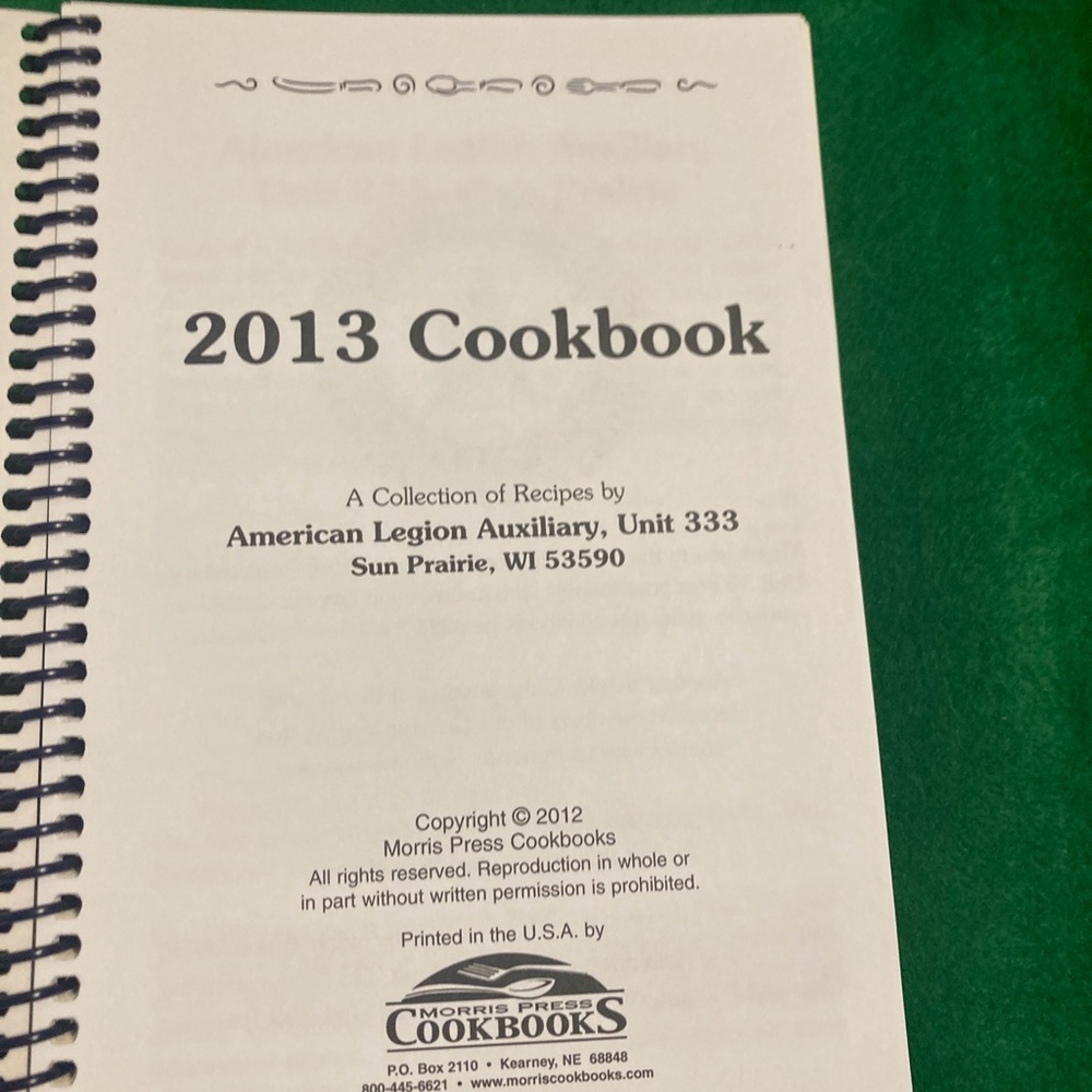 Vintage 2013 American Legion Auxillary Cookbook Unit 333 Sun Prairie WI - Picture 3 of 10